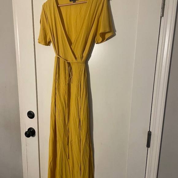 Yellow Wrap Dress - Picture 1 of 3